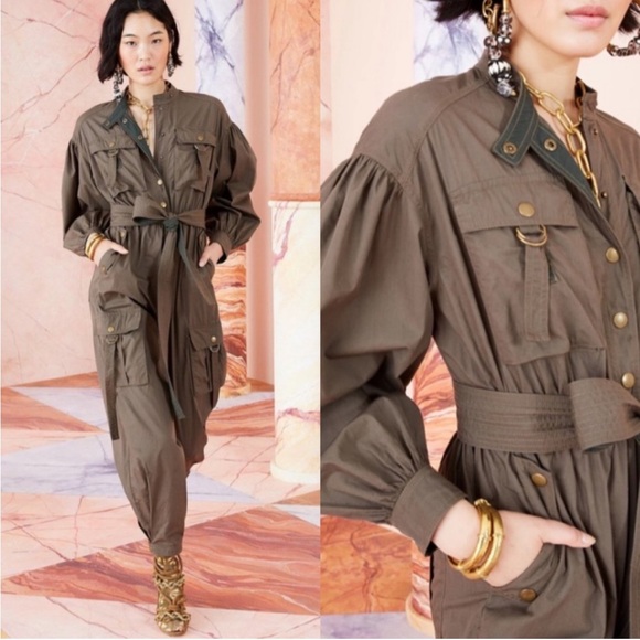 Ulla Johnson Reverie Jumpsuit In Fatigue Green - Picture 2 of 7